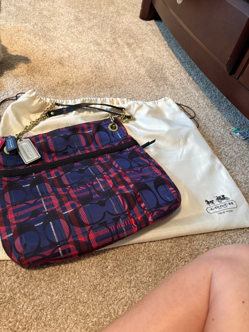 Never Used - Coach Tartan Plaid Handbag with Chain Strap